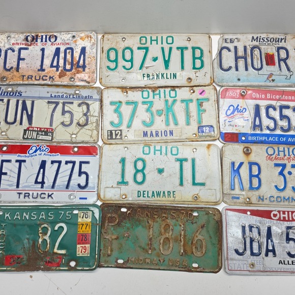 License Plates USA Number Plate Vintage Colorful Tag Mancave Wall Lot of 12 6-2 - Picture 3 of 4